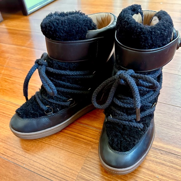 Like New COACH Shearling & Leather Winter Boots; Sz. 7 - Picture 1 of 1